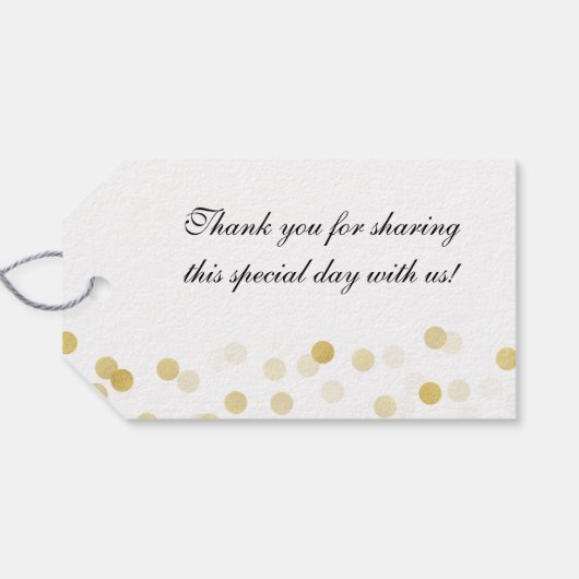 Bruiloft gunst Label Faux Gold Foil Glitter Lights Cadeaulabel (Achterkant Horizontaal)