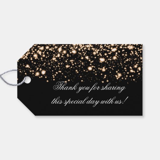 Bruiloft gunst Label Goud Midnight Glam Cadeaulabel (Achterkant Horizontaal)