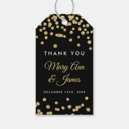 Bruiloft gunst Label Gouden Faux Glitter Confetti  Cadeaulabel