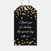 Bruiloft gunst Label Gouden Faux Glitter Confetti  Cadeaulabel (Achterkant)