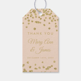 Bruiloft gunst Label Gouden Glitter Confetti Blush Cadeaulabel
