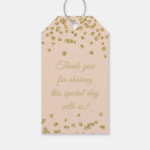 Bruiloft gunst Label Gouden Glitter Confetti Blush Cadeaulabel (Achterkant)
