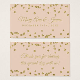 Bruiloft gunst Label Gouden Glitter Confetti Blush Visitekaartje
