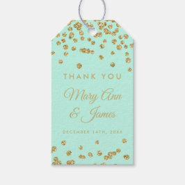 Bruiloft gunst Label gouden glitter Confetti Mint  Cadeaulabel