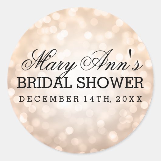 Bruiloft gunst Label Koper Glitter Lights (Voorkant)