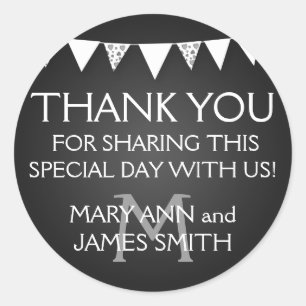 Bruiloft gunst Label Liefde Bunting Monogram Zwart