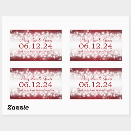 Bruiloft gunst Label Magic Sparkle Red (Vel)