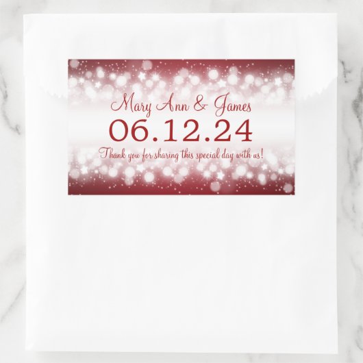 Bruiloft gunst Label Magic Sparkle Red (Tas)