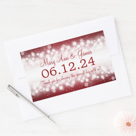 Bruiloft gunst Label Magic Sparkle Red (Envelop)