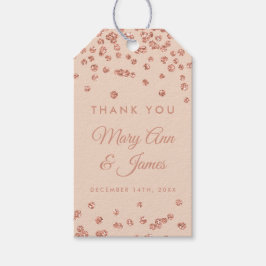 Bruiloft gunst Label Roos Gouden Glitter Confetti  Cadeaulabel