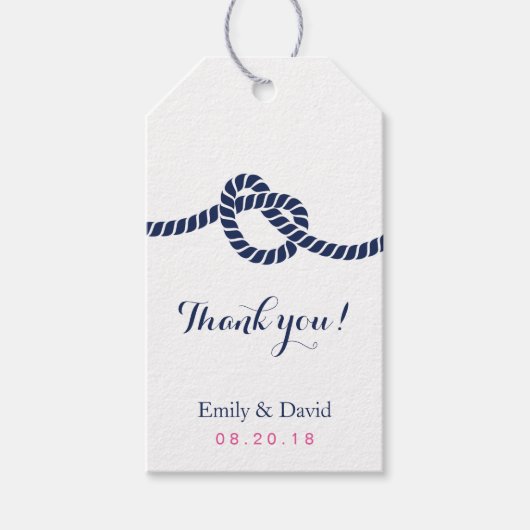 Bruiloft gunst Label Royal Blue Tying the Knot Cadeaulabel (Voorkant)