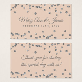 Bruiloft gunst Label Silver Glitter Confetti Blush Visitekaartje