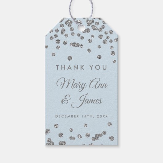 Bruiloft gunst Label Silver Glitter Confetti Ice B Cadeaulabel (Voorkant)