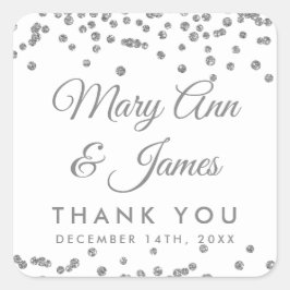 Bruiloft gunst Label Silver Glitter Confetti Wit