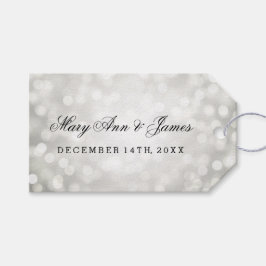 Bruiloft gunst Label Silver Glitter Lights Cadeaulabel