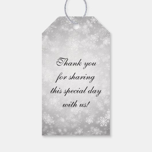 Bruiloft gunst Label Silver Winter Wonderland Cadeaulabel (Achterkant)