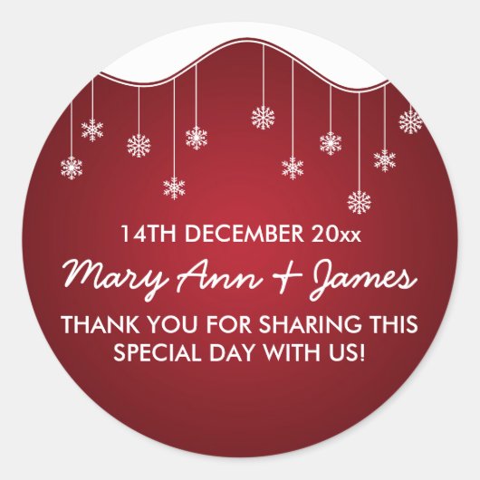 Bruiloft gunst Label sneeuwvlok decoratie rood (Voorkant)