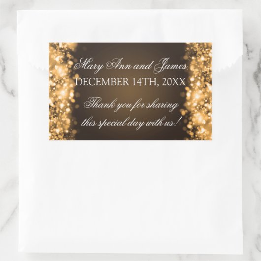 Bruiloft gunst Label Sparkling Lights Gold (Tas)