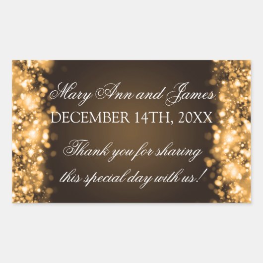 Bruiloft gunst Label Sparkling Lights Gold (Voorkant)