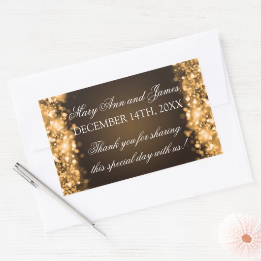Bruiloft gunst Label Sparkling Lights Gold (Envelop)