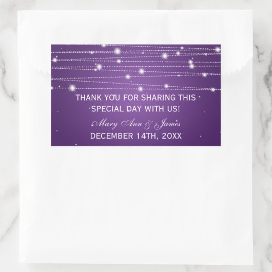 Bruiloft gunst Label sprankelende lijnen Paarse (Tas)