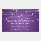 Bruiloft gunst Label sprankelende lijnen Paarse (Voorkant)