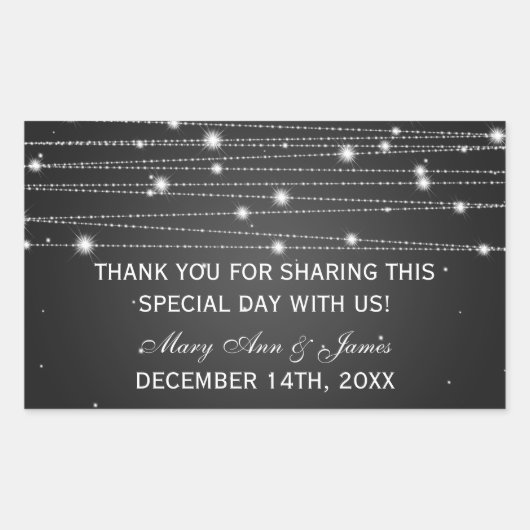 Bruiloft gunst Label sprankelende lijnen zwart (Voorkant)