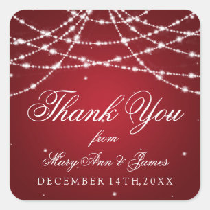 Bruiloft gunst Label sprankelende string rood