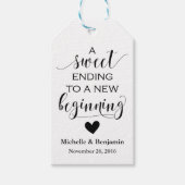 Bruiloft gunst Label - Sweet Ending Nieuw Begin Cadeaulabel (Voorkant)