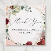 Bruiloft gunst labels blozen bordeaux gouden groen (Voorkant)