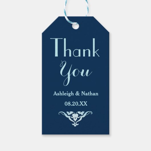 Bruiloft gunst Labels dank u marineblauw A04 Cadeaulabel (Voorkant)