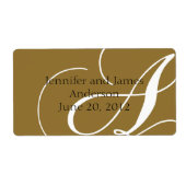Bruiloft gunst labels goud monogram A (Voorkant)
