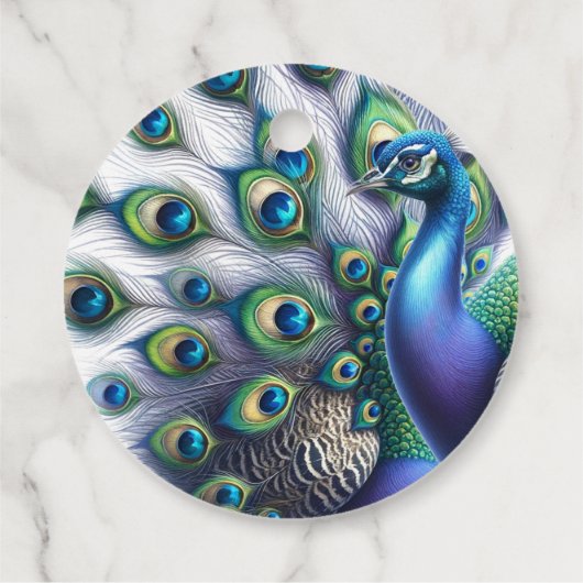 Bruiloft gunst Labels pauwenveren (Achterkant)