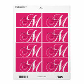 Bruiloft gunst labels roze monogram M (Full Sheet)