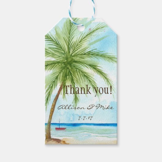 Bruiloft gunst Labels- Tropical Beach Cadeaulabel (Voorkant)