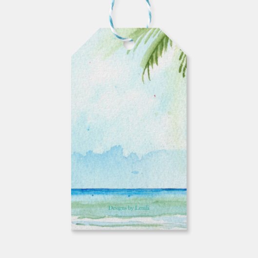 Bruiloft gunst Labels- Tropical Beach Cadeaulabel (Achterkant)