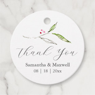 Bruiloft gunst Labels Waterverf Botanicals
