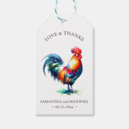 Bruiloft gunst Labels Waterverf Rooster Cadeaulabel