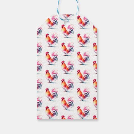 Bruiloft gunst Labels Waterverf Rooster Cadeaulabel (Achterkant)