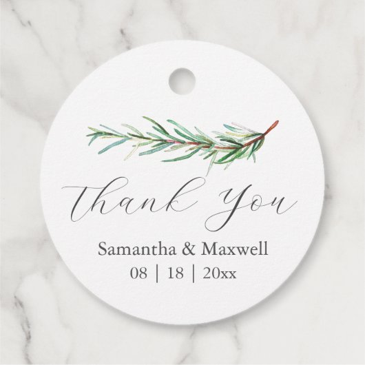 Bruiloft gunst Labels Waterverf Rosemary Branch (Achterkant)
