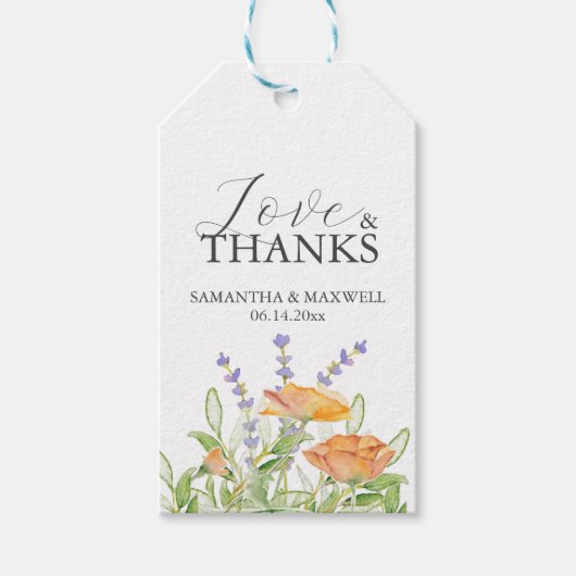 Bruiloft gunst Labels Waterverf Wildbloemen Cadeaulabel (Voorkant)