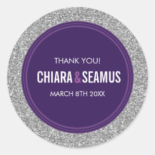 BRUILOFT GUNST moderne eenvoudige zilveren glitter Ronde Sticker