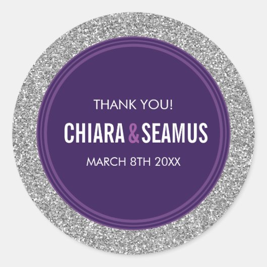 BRUILOFT GUNST moderne eenvoudige zilveren glitter Ronde Sticker (Voorkant)