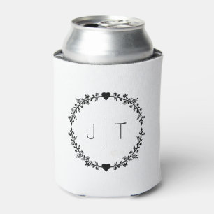 Bruiloft gunst Monogram hart krans grijs pastel Blikjeskoeler