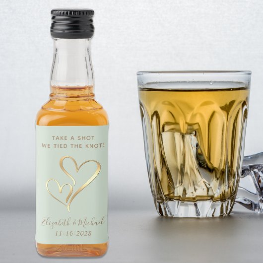 Bruiloft gunst Neem een schot we gebonden de knoop Likeurfles Etiket
