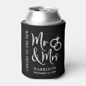 Bruiloft gunst nieuwe Mr. Mrs Black Blikjeskoeler (Blikje Voorkant)