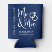 Bruiloft gunst nieuwe Mr. Mrs Navy Blue Blikjeskoeler (Voorkant)