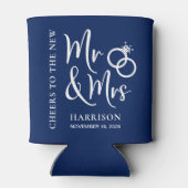 Bruiloft gunst nieuwe Mr. Mrs Navy Blue Blikjeskoeler (Achterkant)
