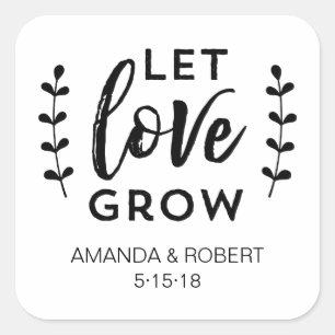 Bruiloft gunst Sticker Laat de liefde groeien