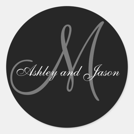 Bruiloft gunst Sticker Monogram Namen Sjabloon (Voorkant)